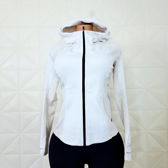 Lululemon Women's White Black Cross Chill Full-Zip Sports Performance Jacket 4 - Picture 2 of 10